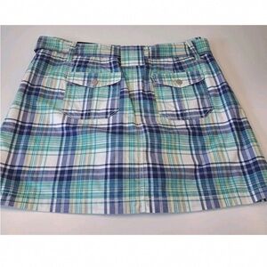 Chic Plaid Mini Skirt in Blue and Green